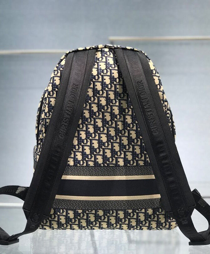 Christian Dior Diortravel Canvas Backpack Dark Blue